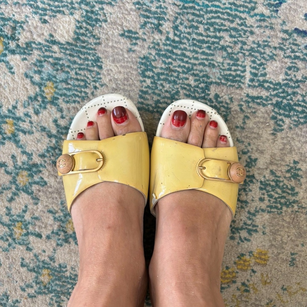 Chanel Yellow Women's Slide Sandals